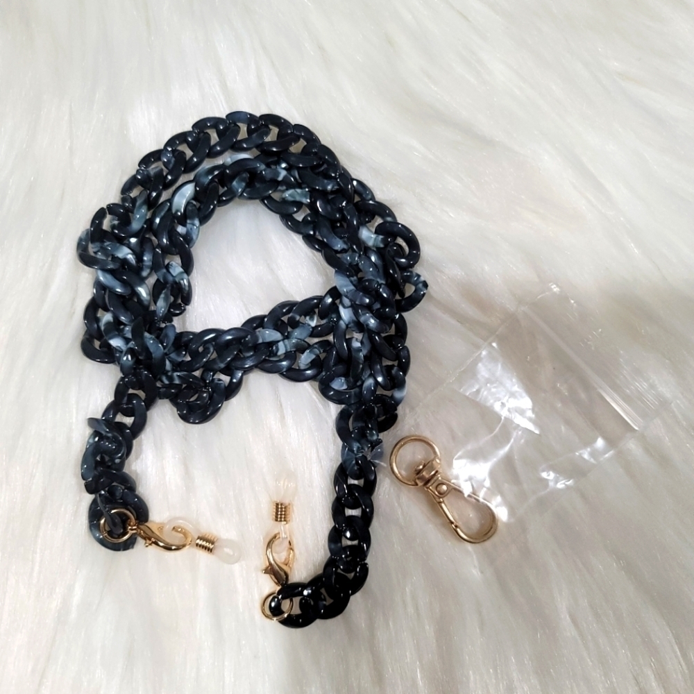 Influence Magic Glasses / Mask Chain in Black Marbled Color
